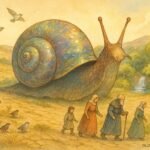 A giant mystical snail guides Hakka villagers to a hidden spring through dry fields, reviving the land.