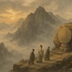 An ancient stone drum carved into rock on Mount Tai, symbolizing moral warnings and imperial legitimacy in Chinese folklore.