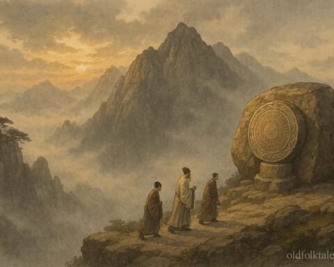 An ancient stone drum carved into rock on Mount Tai, symbolizing moral warnings and imperial legitimacy in Chinese folklore.